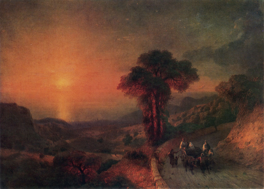 VIEW OF THE SEA AND MOUNTAINS AT SUNSET. 1864