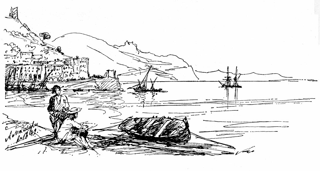 THE BAY OF AMALFI IN 1842. 1880s 