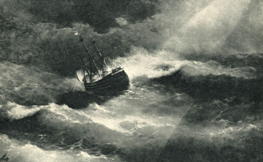Корабль 'Мария' во время шторма. 1892 г.