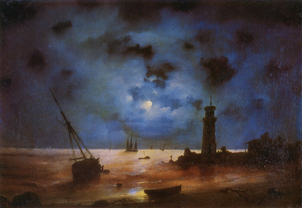 Seacoast at Night. 1837  Oil on canvas. 55×80