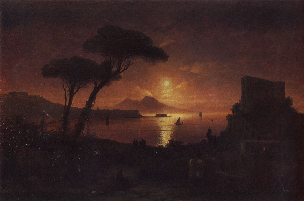 Bay of Naples on a Moonlit Night. 1842  Oil on canvas. 91×142