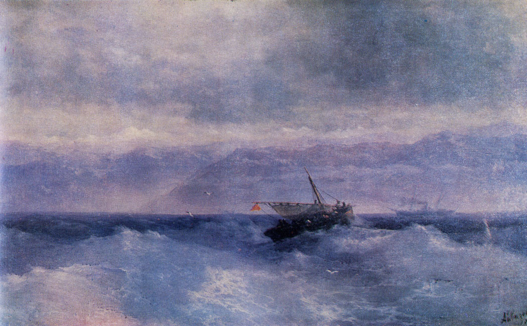 Caucasian Mountain Range Viewed from the Sea. 1894 Oil on canvas. 59×94