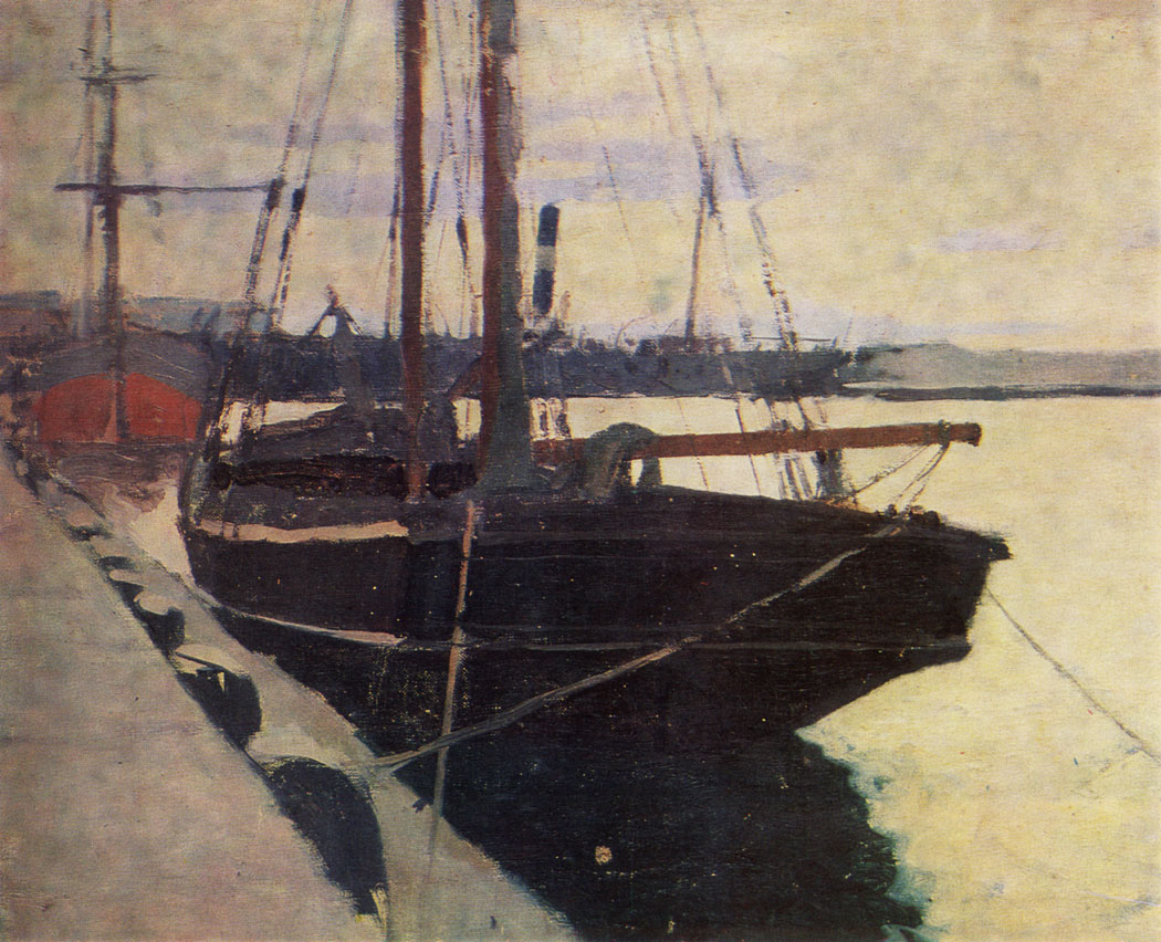 Schooners in the Port.  Oil on canvas. 57,5×68