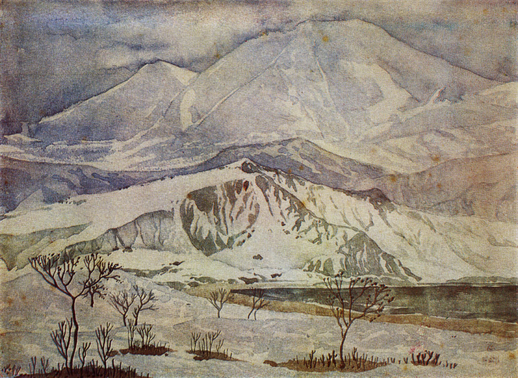 Холмы из мрамора и горы из стекла. 1929  Бумага, акварель. 25,2×34,2
