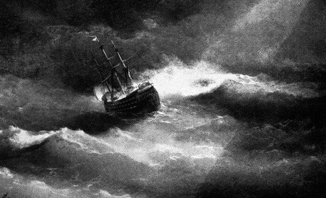 Корабль 'Мария' во время шторма. 1892. Феодосийская картинная галерея им. И. К. Айвазовского